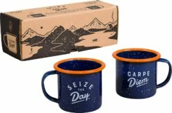 Gentlemen's Hardware Espresso Navy Enamel Mugs, 2 Pcs