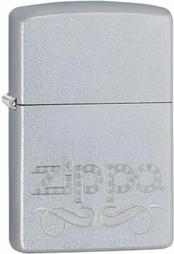 Zippo Scroll Satin Chrome Lighter