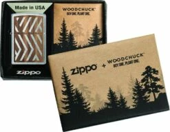 Zippo Woodchuck Herringbone Sweep Walnut Lighter -Camping Salgsbutik 72600056 3